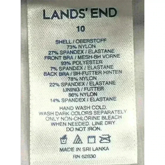 Lands' End tankini top size 10 adjustable straps built in bra animal print black - Picture 11 of 11